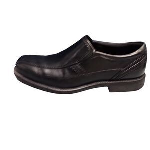 Rockport Dress Shoes Men Sz 10 Black Leather Block Heel Round Toe Slip-on A13019